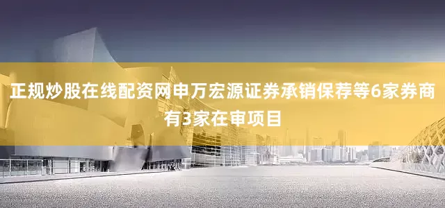 正规炒股在线配资网申万宏源证券承销保荐等6家券商有3家在审项目
